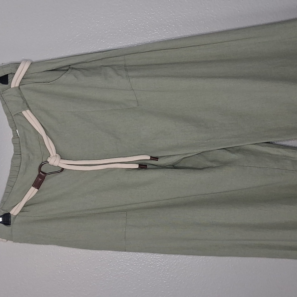 NWT It's Fashion Linen Blend Belted Pants Wide Leg Career Casual Summer Resort - Picture 2 of 15